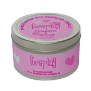 Pheromone Soy Massage Candle, Foreplay, Strawberry & Champagne, 4 Oz Net Wt., Tin