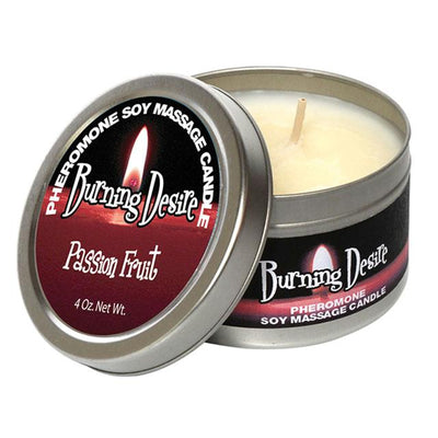 Pheromone Soy Massage Candle, Burning Desire, Passion Fruit, 4 Oz Net Wt., Tin