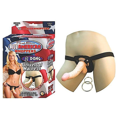 All American Whoppers 8in. Dong with Universal Harness