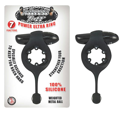 Mack Tuff Multispeed Waterproof Silicone Power Ultra Ring With Weighted Metal Ball (Black)