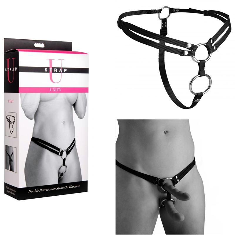 Strap U Unity Double Penetration Strap On Harness (Black)