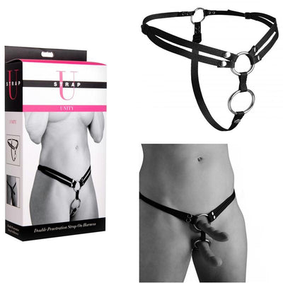 Strap U Unity Double Penetration Strap On Harness (Black)
