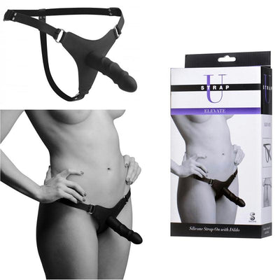 Strap U Elevate Silicone Strap On With 5.5in. Silicone Dildo (Black)