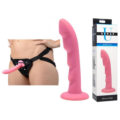 Strap U Ripples Silicone Textured Dildo (Pink)