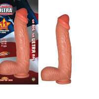 All American Ultra Whopper 11 Inch Curved Head Dong With Balls & Suction Cup (White)