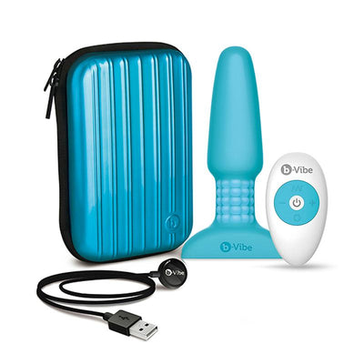 b-Vibe Silicone Vibrating Remote Controlled Multispeed Waterproof Anal Play Plug With Travel Case & USB Charger (Teal)