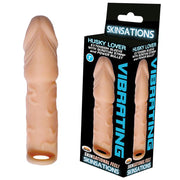 Skinsations Husky Lover Extension Sleeve With Power Bullet & Scrotum Strap 7in