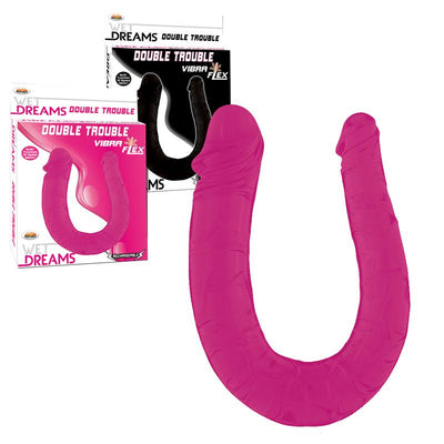 Double Trouble Vibraflex Pink 13.6in Dildo 12 Functions