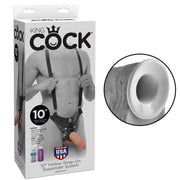 King Cock 10in Hollow Strap On Suspender System Flesh