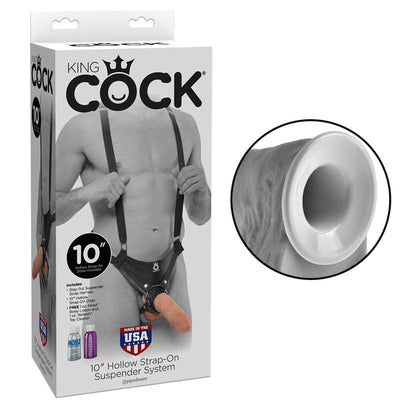 King Cock 10in Hollow Strap On Suspender System Flesh