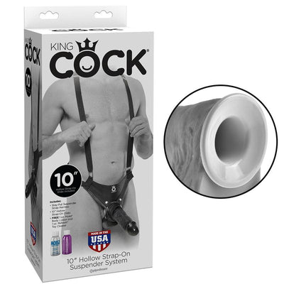King Cock 10in Hollow Strap On Suspender System Black