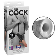 King Cock 11 in. Hollow Strap On Suspender System Flesh