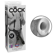 King Cock 12in Hollow Strap On Suspender System Black