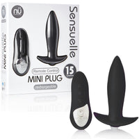 Sensuelle Remote Control Mini Plug 15 Function Rechageable Silicone Waterproof-Black