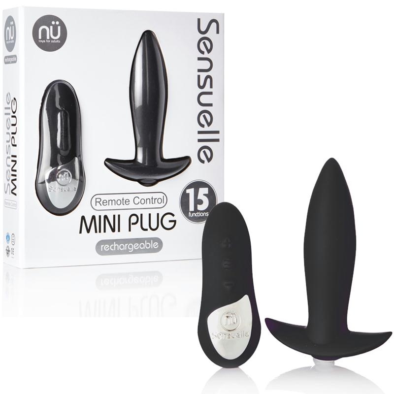 Sensuelle Remote Control Mini Plug 15 Function Rechageable Silicone Waterproof-Black