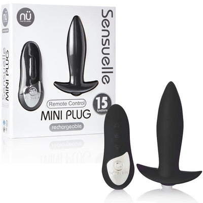 Sensuelle Remote Control Mini Plug 15 Function Rechageable Silicone Waterproof-Black