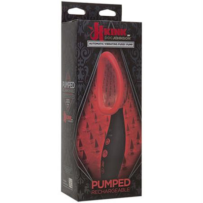 Kink - Pumped - Rechargeable Vibrating Sucking Vagina Pump Black-Red
