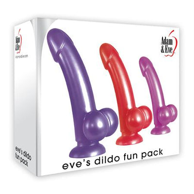 Adam & Eve Eve's Dildo Fun Pack 3pc Pink-Purple-Orange