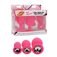 Frisky Pink Pleasure 3 Pc Silicone Anal Plugs W- Gems