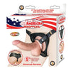 All American Whoppers 5in Curved Dong W-Balls&Universal Harness Flesh