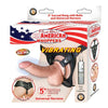 All American Whoppers Vibrating 5in Curved Dong W-Balls&Universal Harness Flesh
