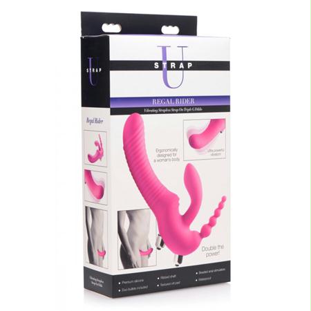 Strap U Regal Rider Triple G Vibrating Silicone Strapless Strap On