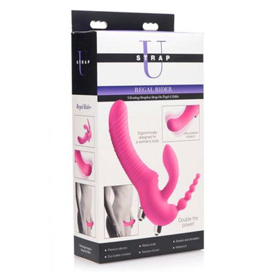Strap U Regal Rider Triple G Vibrating Silicone Strapless Strap On