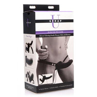 Strap U Supreme Pleasure Silicone Vibrating Double Ended Dildo W- Harness, Black