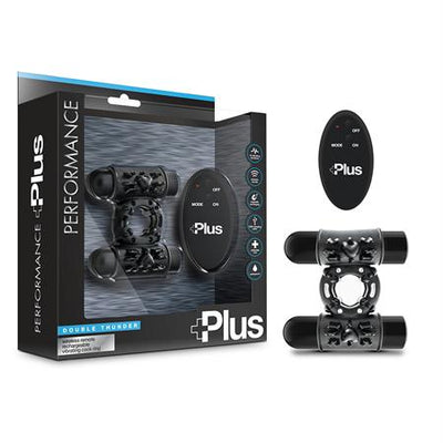 Performance Plus - Double Thunder - Wireless Remote Rechargeable Vibrating Cock Ring - black