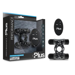 Performance Plus - Double Thunder - Wireless Remote Rechargeable Vibrating Cock Ring - black