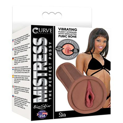 Mistress BioSkin Vibrating Stroker With Pubic Bone 1 Speed Bullet Sia Chocolate