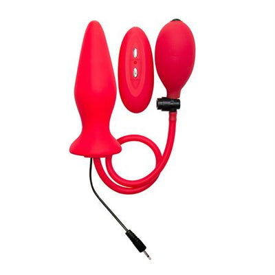 Ouch! Inflatable Vibrating Silicone Plug - Red