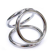Rouge Stainless Steel Triple Cock Ring Cage Medium