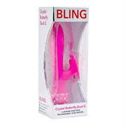 Bling Crystal Butterfly Dual G Vibe 12 Function USB Magnetic Rechargeable Silicone Waterproof Pink