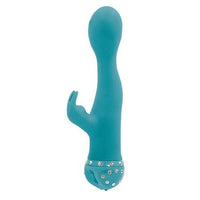 Bling Crystal Dual G Vibe 12 Function USB Magnetic Rechargeable Silicone Waterproof Turquoise